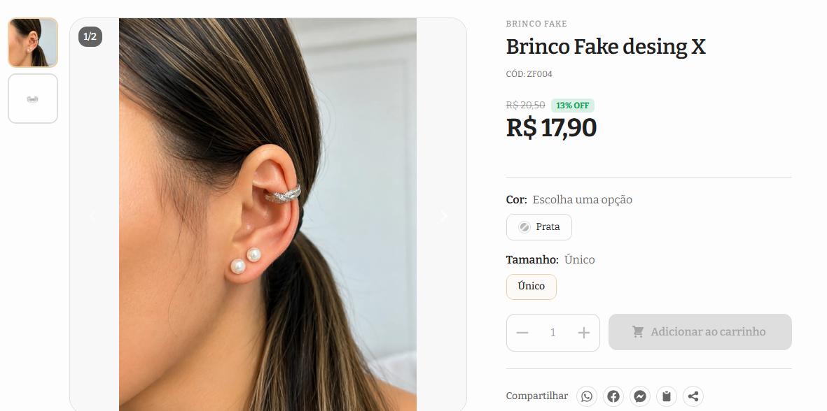 Brinco Ponto de Luz Coração